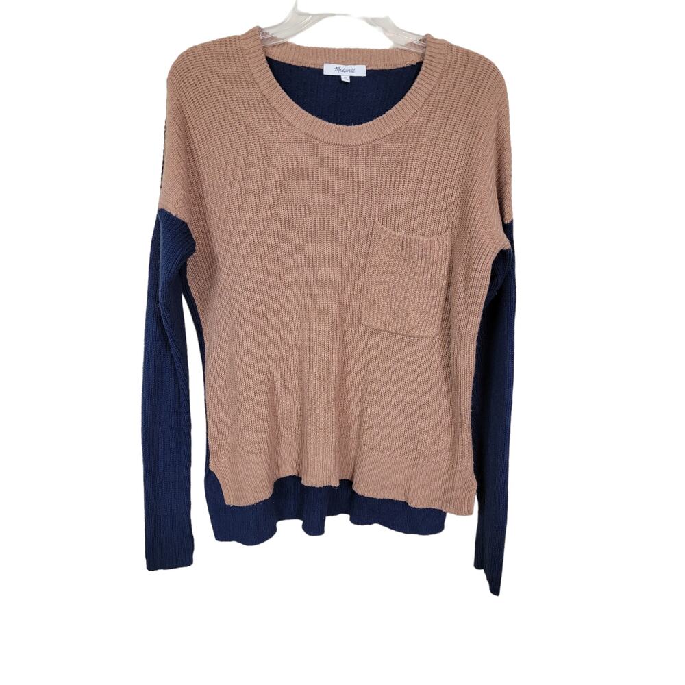 Madewell Pullover Sweater Women's Size X-Small Colorblock Brown & Navy